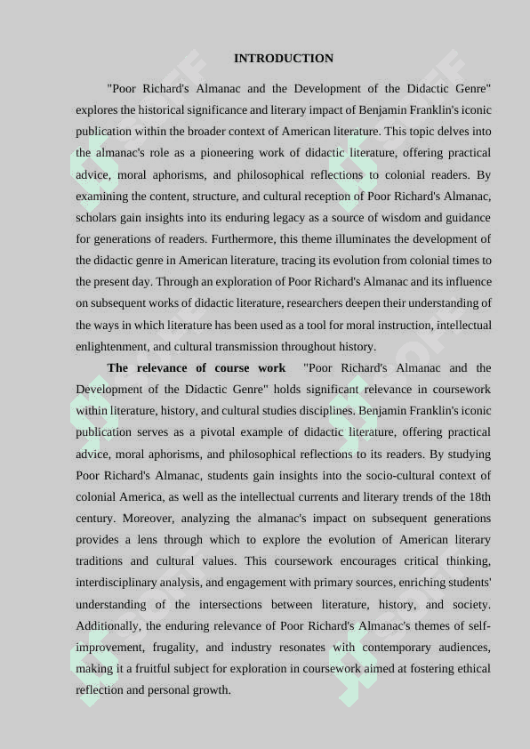 Poor Richard's Almanac and the Development of the Didactic Genre 2