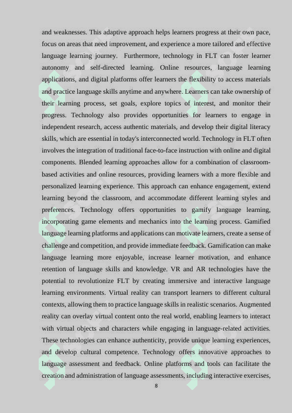 The concept of technology in FLT 8