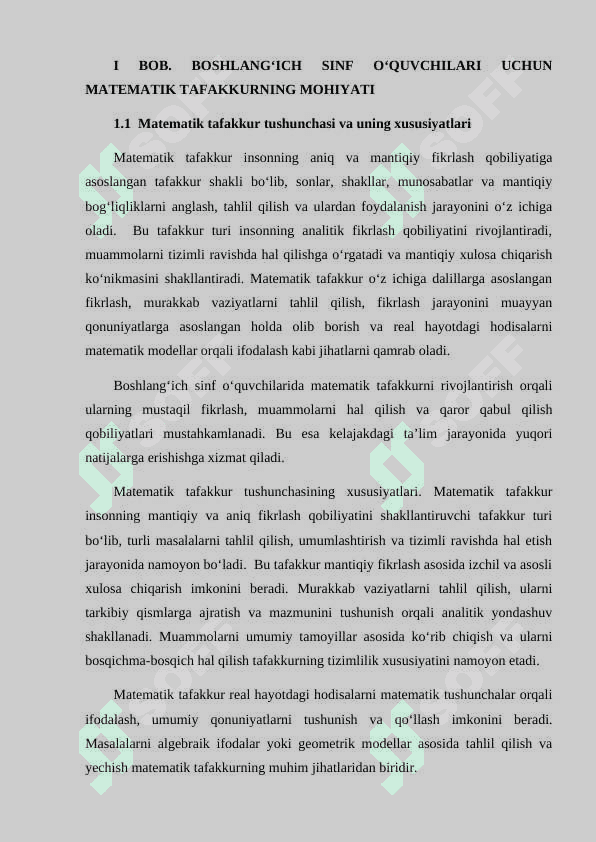 Boshlang'ich sinf o'quvchilarini matematik tafakkurini oshirish 6