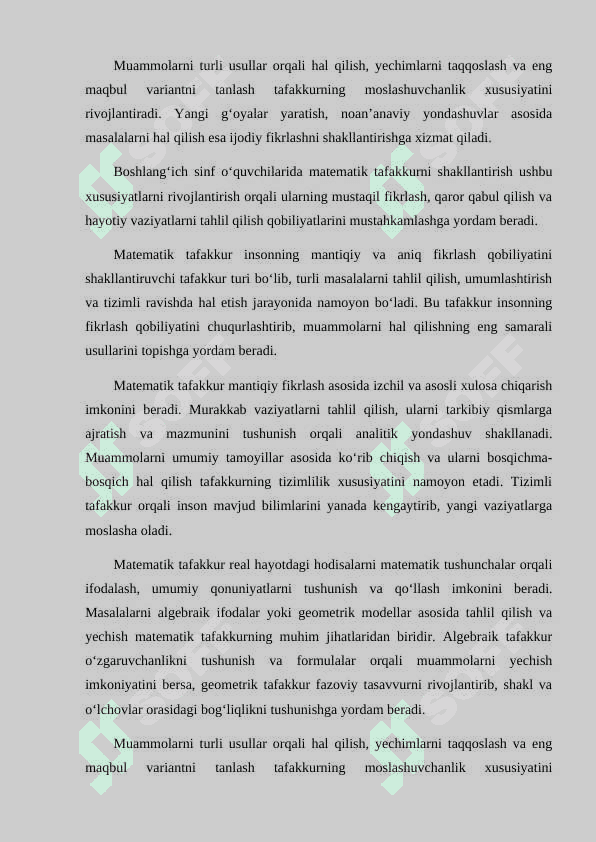 Boshlang'ich sinf o'quvchilarini matematik tafakkurini oshirish 7