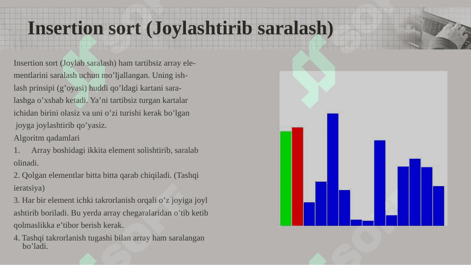 Saralash va qidirishning natijaviy algoritmlari 8