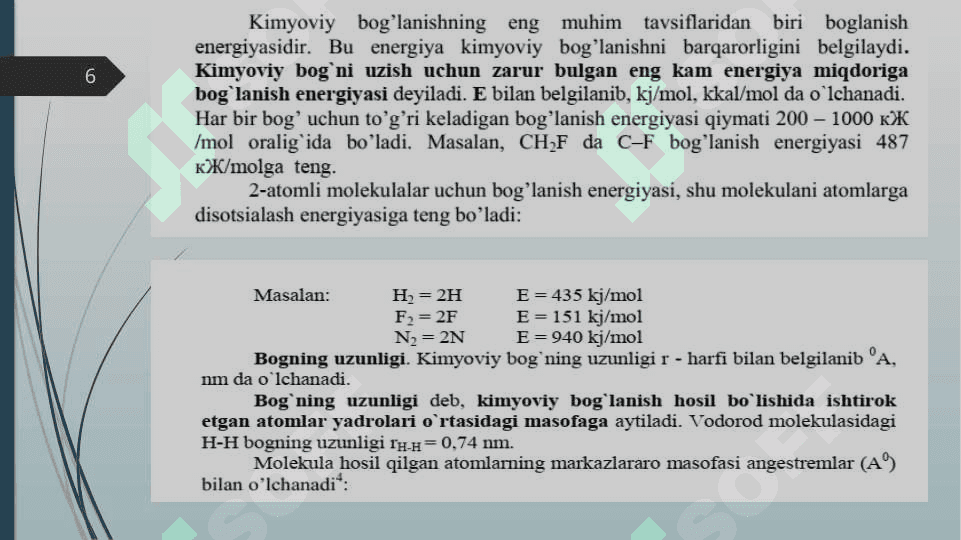 Kimyoviy bog'lanishlar 6