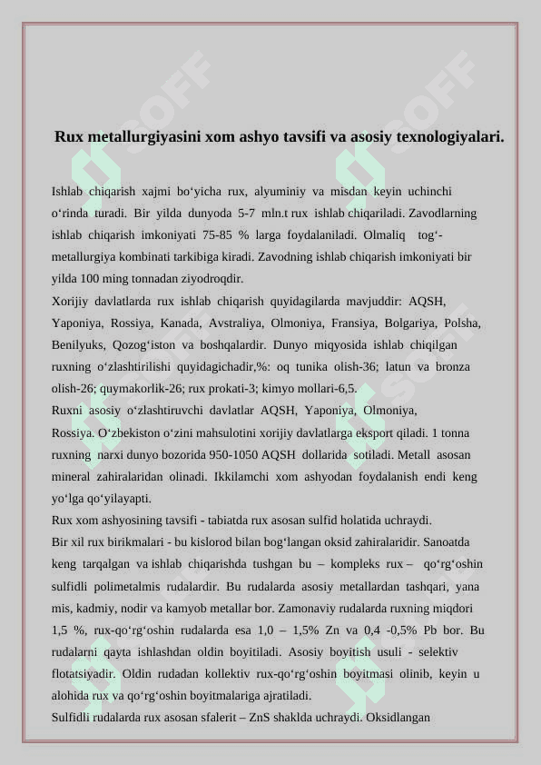 Rux gidrometalurgiyasi 2