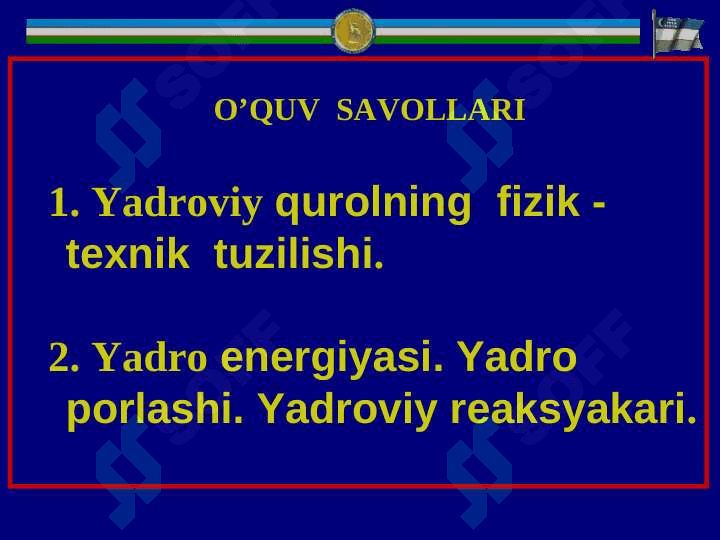 YShO‘ tibbiy - taktik tavsifi. 2