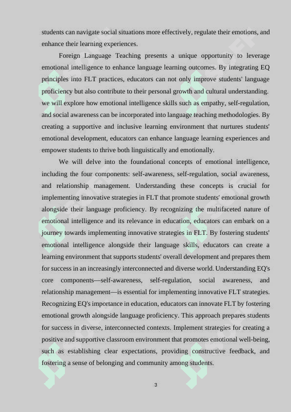 The innovative potential of emotional intelligence in FLT 3