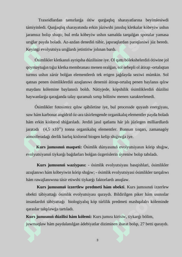 Ósimlikler evolyutsiyası 3