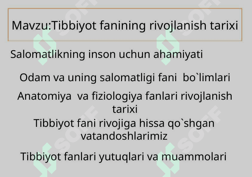 Tibbiyot fanining rivojlanish tarixi 2