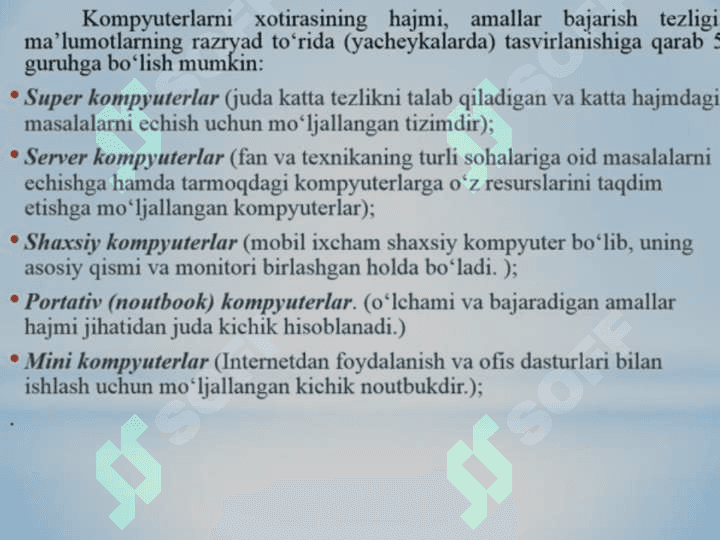 Axborot jarayonlarining apparat va dasturiy taʼminotim mavzusida slayd 2