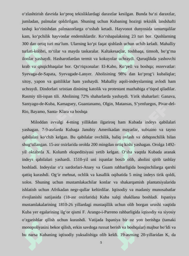 Kuba orolining vujudga kelishi, davlat tuzimi va  tabiati 5