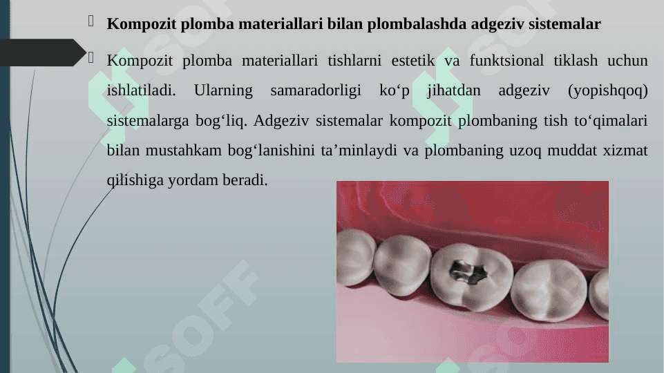 KOMPOZIT PLOMBA ASHYOLARI BILAN PLOMBALASHDA ADGEZIV SISTEMALAR 3