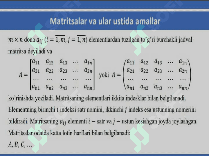 MATRITSALARNI SONGA KO’PAYTIRISH.MATRITSALARNI KO’PAYTIRISH 2