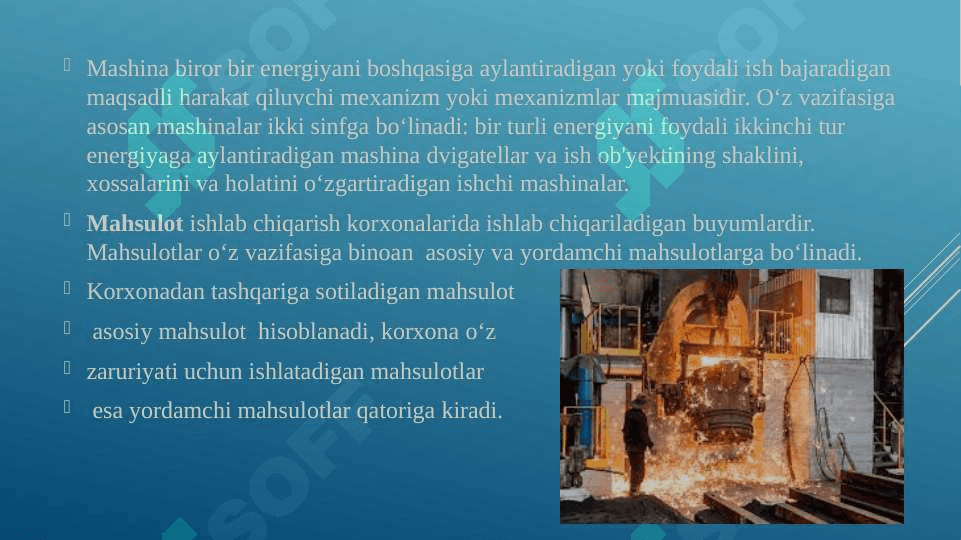 MASHINASOZLIK MAHSULOTLARI. ISHLAB CHIQARISH VA TEXNOLOGIK JARAYONLAR 2