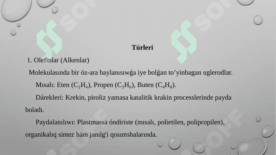 Neftti qayta islewde payda bolatin toʻyinmagan uglevodorodlar 3