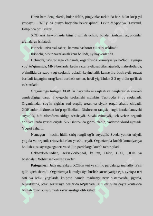 Xlororganik birikmalar va nitnitlar bilan zaharlanishlar 2