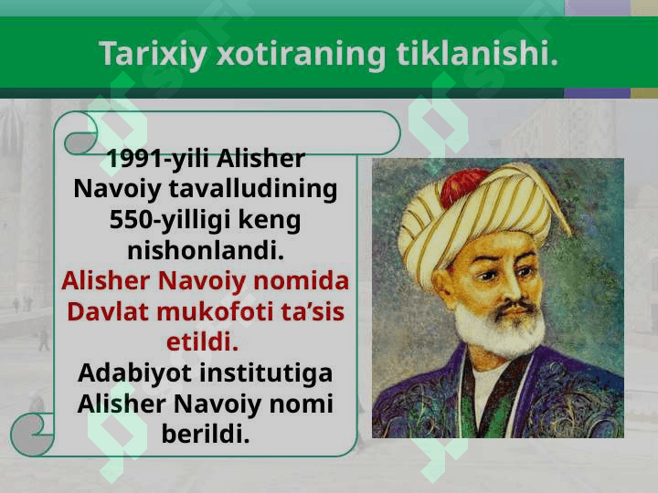 O‘zbekistonda ma’naviy va tarixiy merosning tiklanishi 2