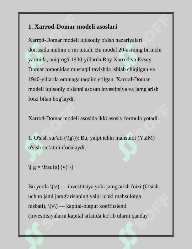 DINAMIK MODELLAR. XARROD-DOMAR. SOLOU 3