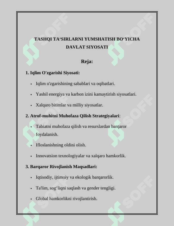 TASHQI TA‘SIRLARNI YUMSHATISH BO‘YICHA DAVLAT SIYOSATI 2