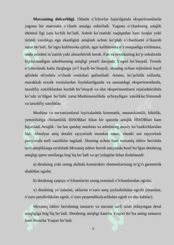 Karra o’lchamli detallar uchun donali va kichik seriyali ishlab chiqarish 3