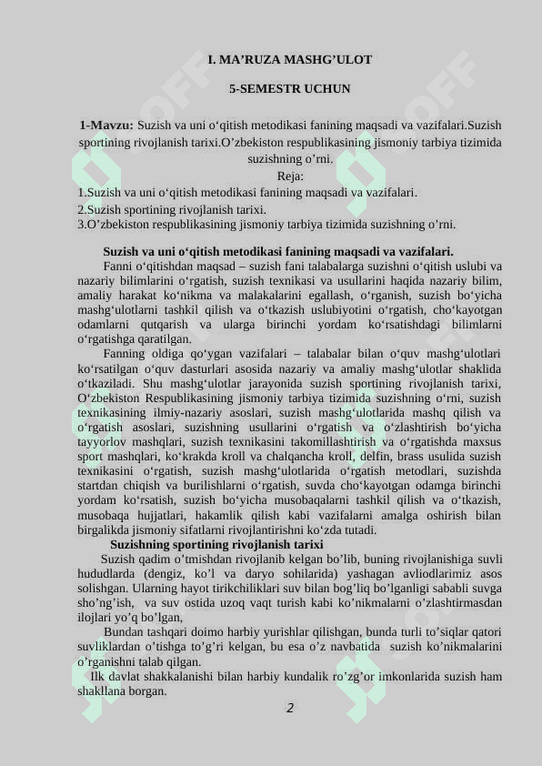 SUZISH VA UNI O‘QITISH METODIKASI 2