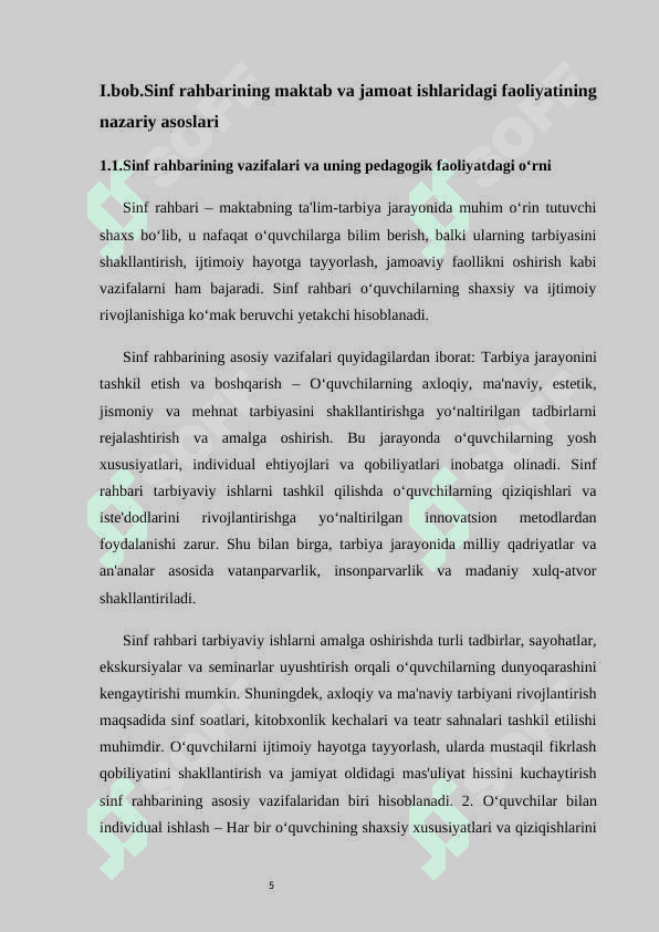 Sinf rahbarining maktab va jamoat ishlari bilan olib boriladigan ishlari 5