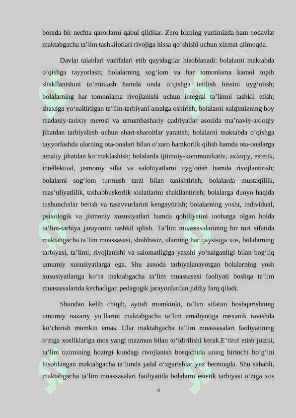 Maktabgacha ta’limni tashkil etish va boshqarish tamoyillari 4