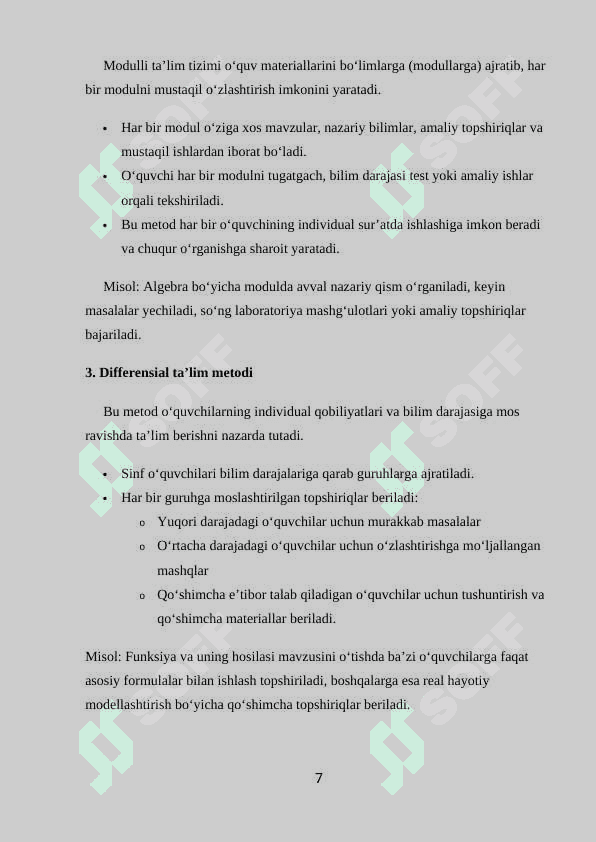 MATEMATIKAGA IXTISOSLASHTIRILGAN  SINFLARDA O‘QITISHNI TASHKIL ETISH 7
