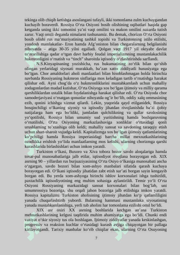 SHARQSHUNOSLAR TOMONIDAN O‘RTA OSIYO 7