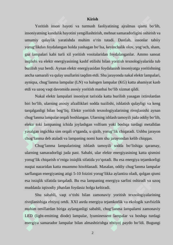 Nakal elektr lampalari yoki chugʻlanma lampalar (LN i KG) 2
