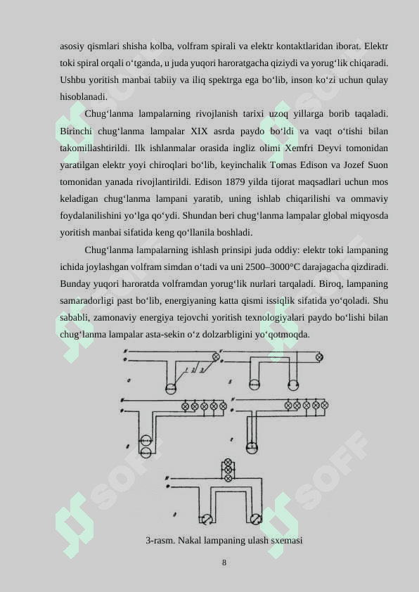 Nakal elektr lampalari yoki chugʻlanma lampalar (LN i KG) 8