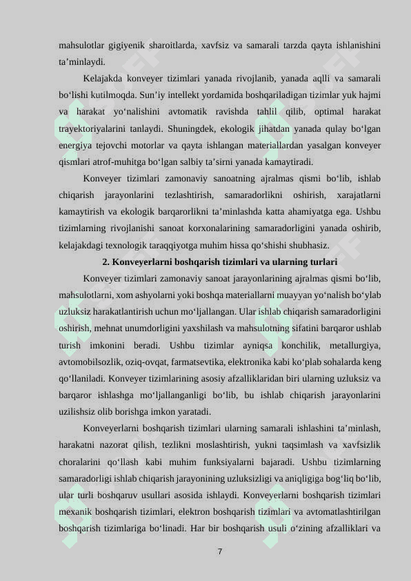 Konveyrlarni boshqarish tizimlari 7