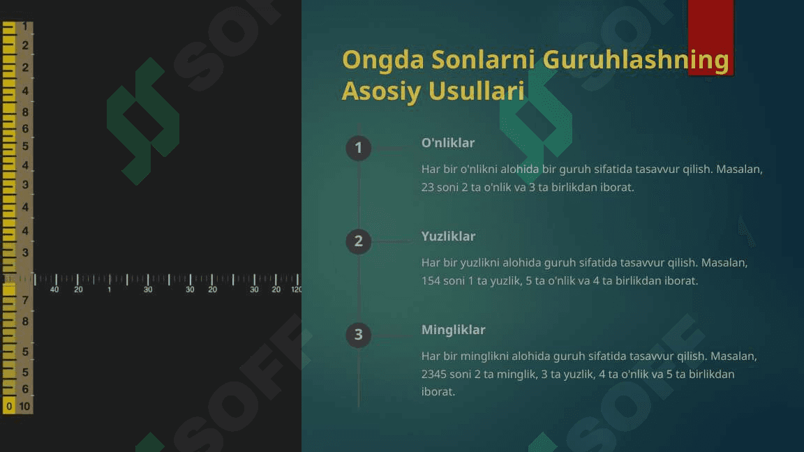 Ongda Sonlarni Guruhlash va Tez Hisoblash 3