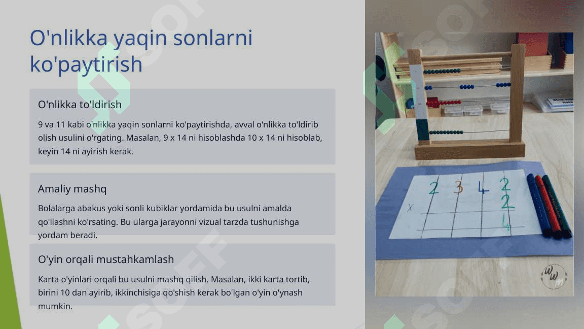 Ongda katta sonlarni ko'paytirish texnikalari 3