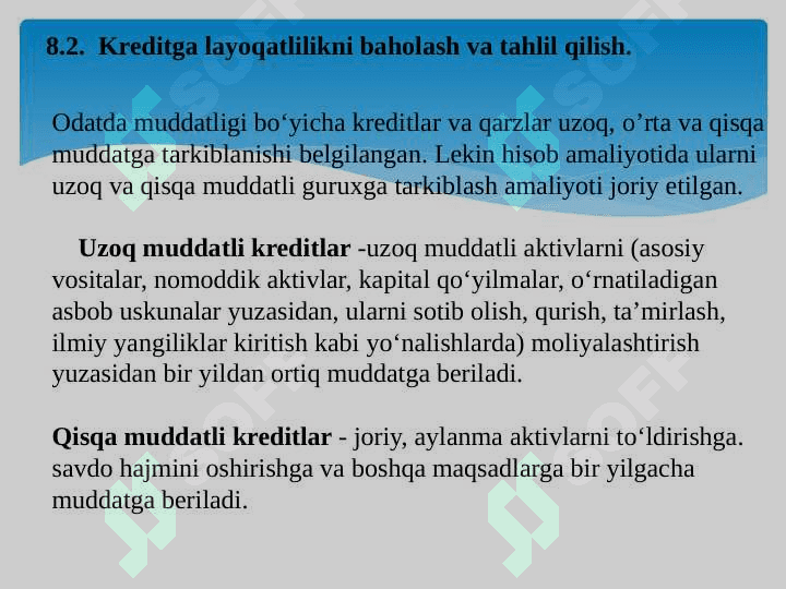 KREDITGA LAYOQATLILIK TAHLILI 5