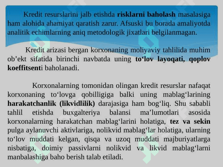 KREDITGA LAYOQATLILIK TAHLILI 6