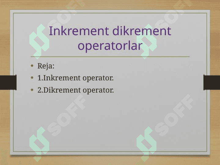 Inkrement dikrement operatorlar 2