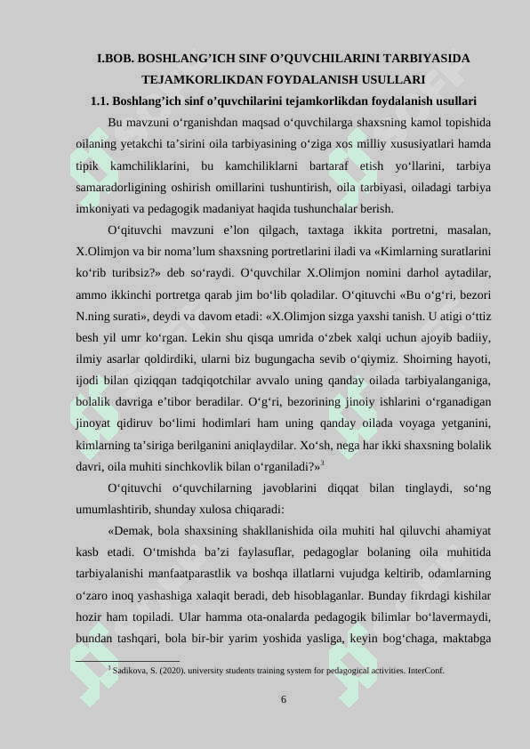 BOSHLANGICH SINF O’QUVCHILARINI TARBIYALASHDA TEJAMKORLIKDAN FOYDALANISH 6