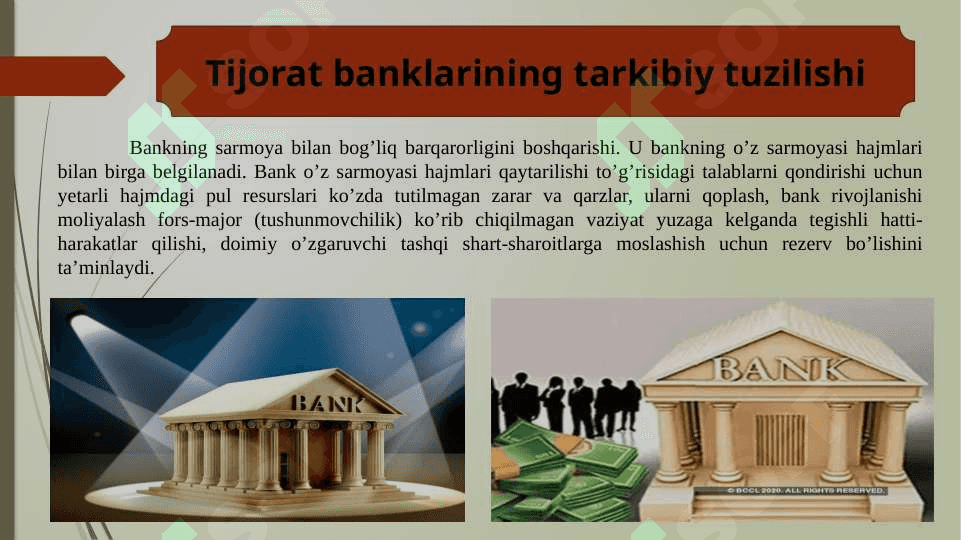 Tijorat banklarining tarkibiy tuzilishi, vazifalari va bank  hujjatlarining turlari 3