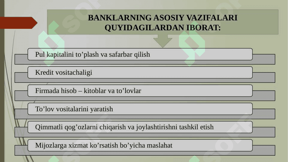 Tijorat banklarining tarkibiy tuzilishi, vazifalari va bank  hujjatlarining turlari 4
