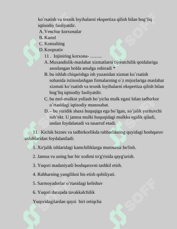 Innovatsion Tadbirkorlik Asoslari Fanidan Test 3