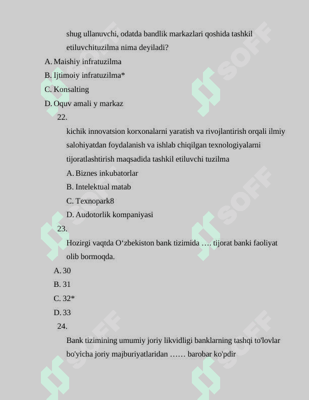 Innovatsion Tadbirkorlik Asoslari Fanidan Test 7