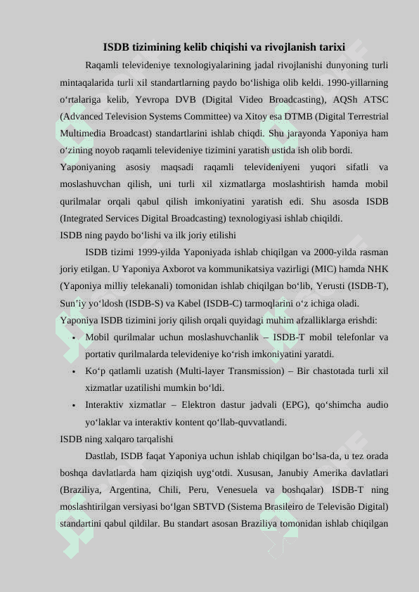 ISDB raqamli televideniye tizimini qurish tamoyillari 5