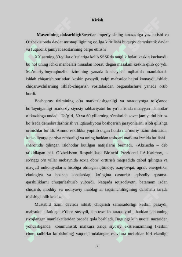 Qayta qurish yillarida O‘zbekiston 2