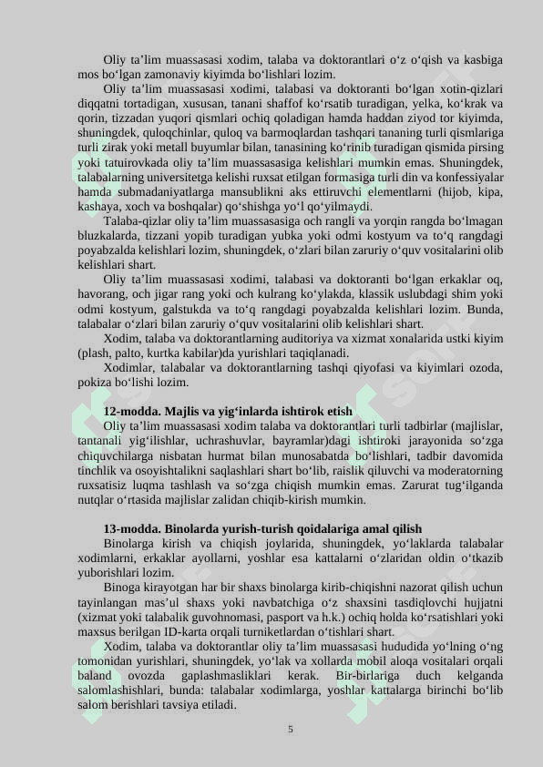 TERMIZ DAVLAT UNIVERSITETINING ODOB-AXLOQ KODEKSI 5