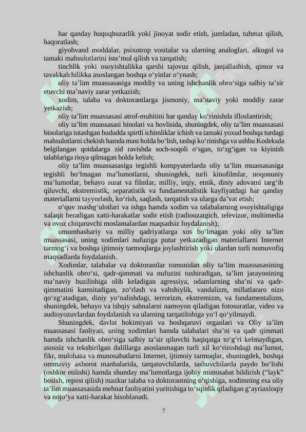 TERMIZ DAVLAT UNIVERSITETINING ODOB-AXLOQ KODEKSI 7