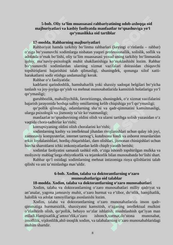 TERMIZ DAVLAT UNIVERSITETINING ODOB-AXLOQ KODEKSI 8