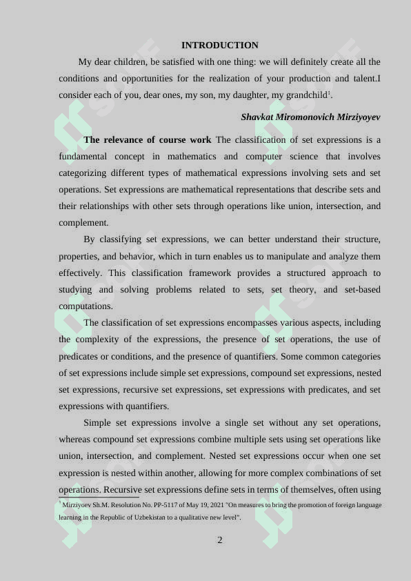 CLASSIFICATION OF SET EXPRESSIONS 2