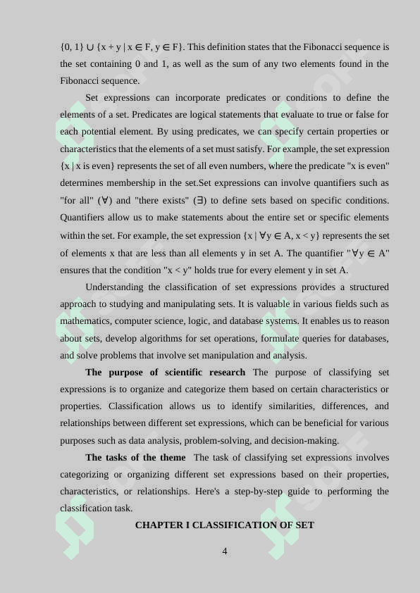 CLASSIFICATION OF SET EXPRESSIONS 4