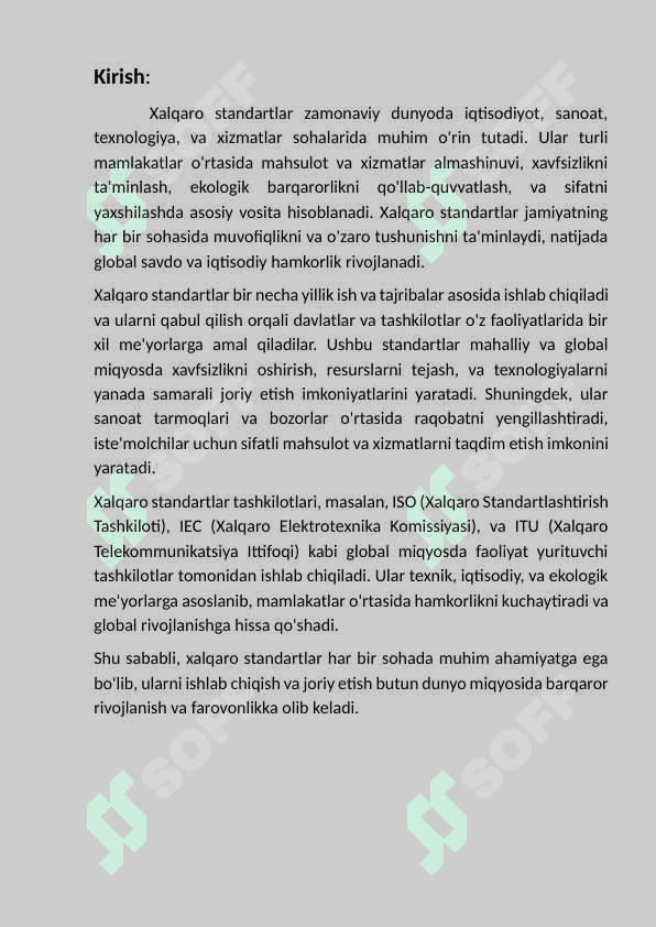 Xalqaro standartlar. 2