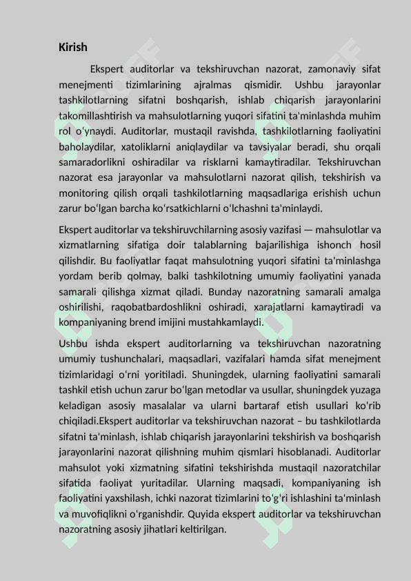 Ekspert auditorlar va tekshiruvchan nazorat. 2