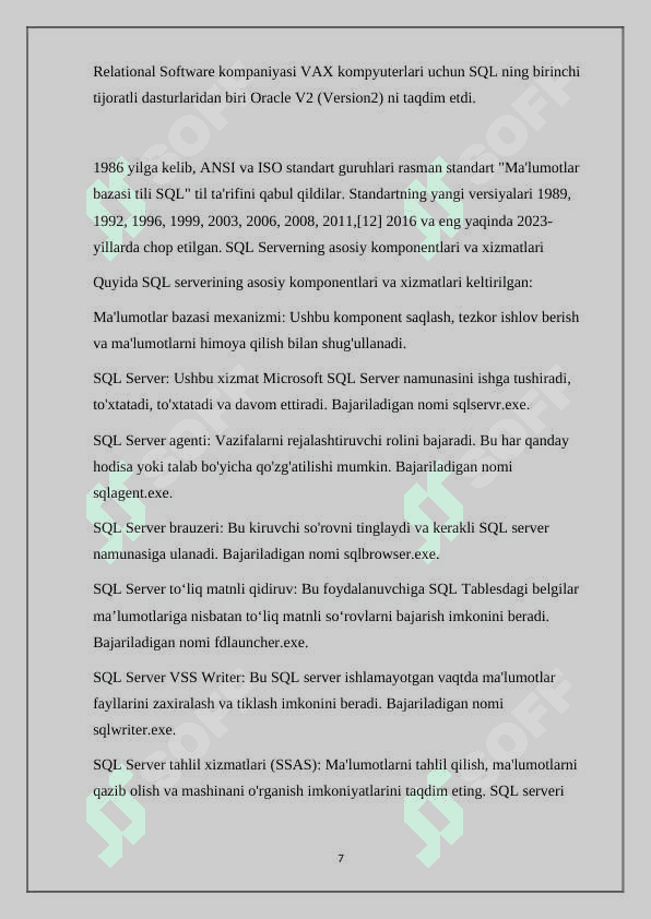 MA’LUMOTLAR BAZALARI TEXNOLOGIYASI 7